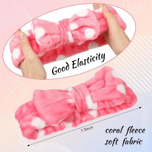 Miniatura 2 de Jexine 24 piezas de diademas faciales de spa para maquillaje, paquete de diademas para el cabello con lazo, diadema de pelo esponjosa y de felpa