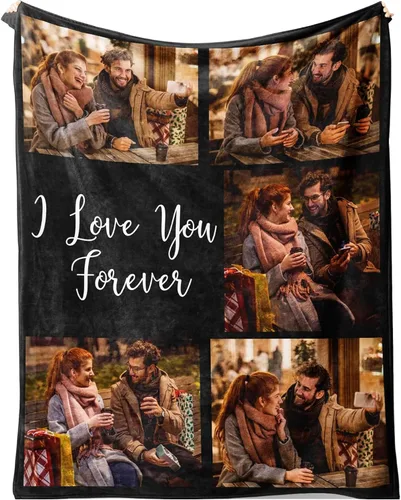 Miniatura 37 de D-Story Manta personalizada con foto, entrega al día siguiente, hecha en EUA, Manta de collage personalizada, haz una manta personalizada