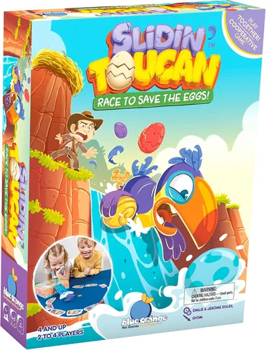 Slidin' Toucan Fun Cooperative Action - Juego de mesa preescolar para niños y familias, juego educativo de tucán y huevos de Blue Orange Games - 2 a