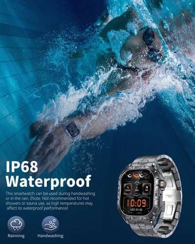 Miniatura 6 de Reloj inteligente militar para hombre (respuesta/hacer llamadas), reloj inteligente AMOLED de 1.96 pulgadas para exteriores con brújula/frecuencia