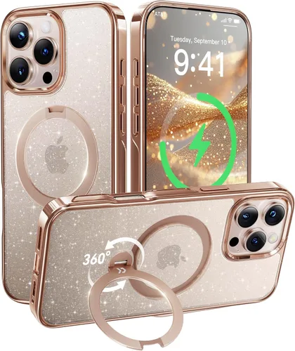 Miniatura 15 de CASEKOO Funda plateada brillante para iPhone 17 Pro con soporte magnético giratorio de 360 grados [compatible con MagSafe]