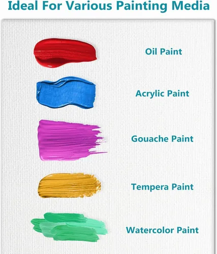 Miniatura 7 de KEFF Lienzo para pintar, paquete de 5 lienzos de 8 x 10 pulgadas, lienzos pequeños 100% algodón con triple imprimación para pintura. Mini lienzos a