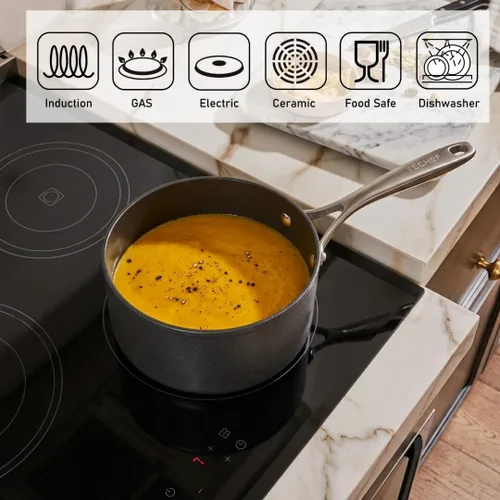 Miniatura 3 de TECHEF - Colección Onyx - Cacerola de 2 cuartos con tapa de cristal, recubierta con nuevo revestimiento antiadherente de teflón platino (sin PFOA)