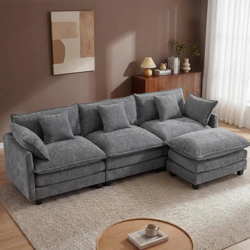 Miniatura 23 de Juego de sofá de felpilla Cloud de 77 pulgadas con almohadas, sofá biplaza de asiento profundo para apartamentos, ahorro de espacio de 2 plazas