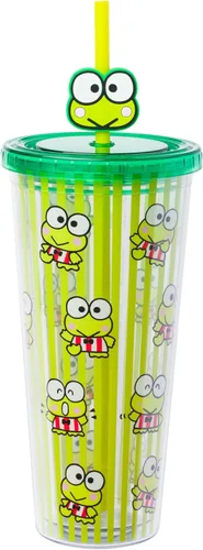 Miniatura 11 de Silver Buffalo Sanrio Hello Kitty Bow Pink Polka Dots - Vaso frío de plástico con tapa y tapa con pajita, 24 onzas Lazo Hello Kitty y lunares rosados