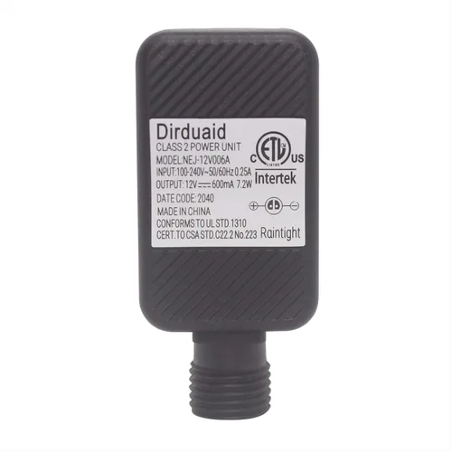Miniatura 2 de Dirduaid Transformador LED de 12 V 0.6 A, adaptador de corriente inflable clase 2, transformador de bajo voltaje IP44, enchufe de EE. UU.