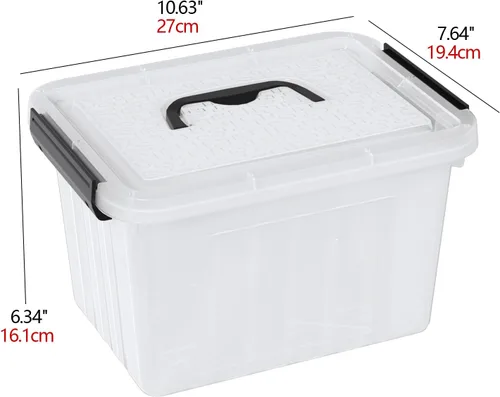 Miniatura 2 de Cajas de almacenamiento de plástico de 6 cuartos de galón con tapas y asas, contenedor de almacenamiento de cierre transparente, 6 paquetes