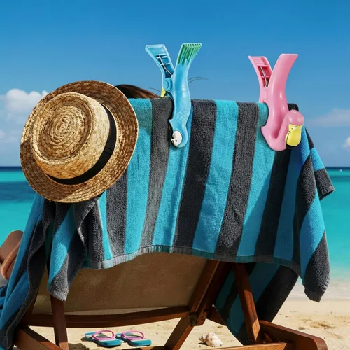Miniatura 3 de Waydress 4 clips para toallas de playa, tamaño gigante, resistentes al viento, para sillas de playa, crucero, patio, piscina o pinzas de sujeción