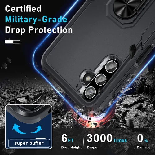 Miniatura 4 de Janmitta Funda compatible con Samsung Galaxy A14 5G con protector de pantalla + protector de lente de cámara, funda resistente de servicio pesado