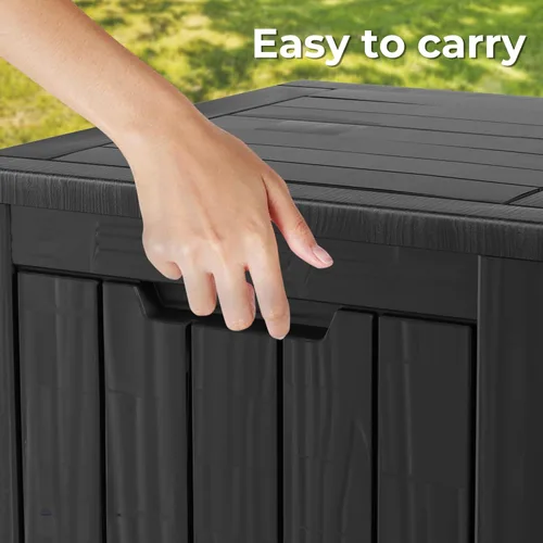 Miniatura 7 de Caja de almacenamiento para exteriores de 35 galones, caja de resina impermeable y con cierre para terraza, grande, contenedor de almacenamiento
