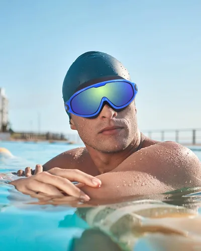 Miniatura 7 de Freela 2 Pack Swim Goggles for Adult Men Women,180°Wide Vision Anti-fog UV Protection No Leak Clear Swimming Goggles azul y verde