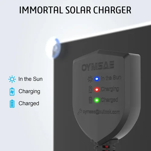 Miniatura 6 de OYMSAE Cargador de batería solar de 12 V, mantenedor de batería solar impermeable de 10 W, cargador de panel solar portátil con controlador MPPT