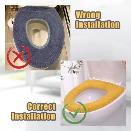 Miniatura 6 de Legigo Paquete de 5 fundas de asiento de inodoro más gruesas, suaves y cálidas, tela de fibra lavable, fácil instalación, cómoda funda de asiento
