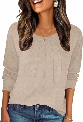Miniatura 8 de Zeagoo Blusas de otoño para mujer, camisas de manga larga, blusas casuales de algodón, blusas plisadas elegantes 2025