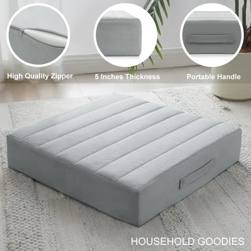 Miniatura 2 de JKMAX 2 Piezas Almohadas de Espuma de Alta Densidad para Piso - Almohadas Grandes Mejoradas para Asientos de Adultos - Cojín de Piso para Exteriores