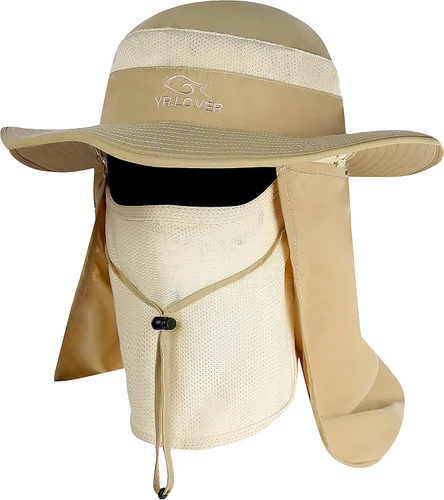 Miniatura 11 de YR.Lover Gorra de pesca de ala ancha con protección solar UV para exteriores con solapa extraíble