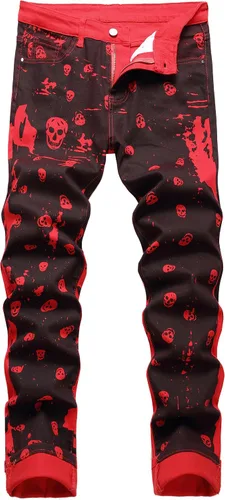 Jeans estampados para hombre Jeans de primera calidad para hombre Slim Fit Pantalones de mezclilla elásticos ajustados para hombre