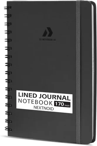 Nextnoid Cuaderno de espiral forrado para mujeres y hombres, tamaño A5 (5.8 x 8.3 pulgadas), 170 páginas, cuadernos de tapa dura para trabajo y toma