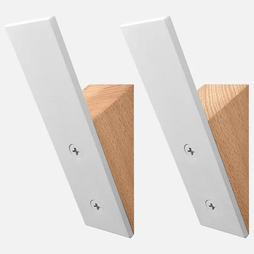 Homeforia Ganchos de madera de haya, ganchos de madera de haya de alta gama y metal blanco para colgar en la pared, ganchos modernos de mediados de