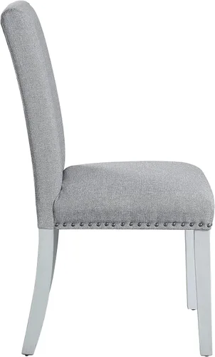 Miniatura 5 de Acme Lanton - Silla auxiliar en tela de lino gris y blanco antiguo