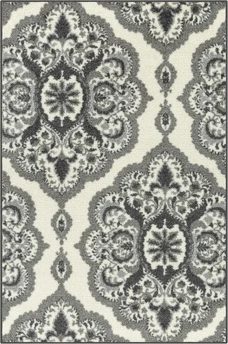 Miniatura 24 de Maples Rugs - Alfombra antideslizante Vivian, para pasillo o entrada, patrón de medallones [fabricada en Estados Unidos], 2 x 6 pies, color gris