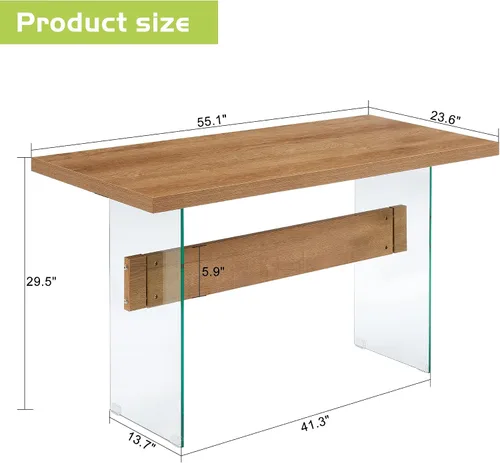 Miniatura 2 de ivinta Mesa de comedor de cristal para 4-6 personas, mesa de cocina rectangular de 55 pulgadas para espacios pequeños, comedor, sala de estar