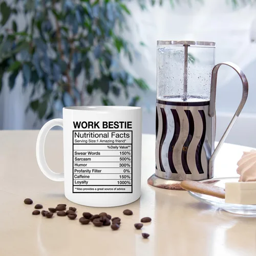 Miniatura 2 de Taza de café Work Bestie, compañero de trabajo de apoyo emocional, tazas divertidas para compañeros de trabajo, regalos de amistad en el trabajo