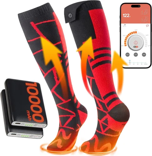 Miniatura 8 de Electric Socks, 14-Hour Runtime & 2 * 10000mAh Rechargeable Heated Socks for Men, Rechargeable Battery Socks Women, Heated Ski Socks for Winter