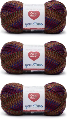 Miniatura 7 de Red Heart Hilo de citrino de piedras preciosas – Paquete de 3 unidades de 7 onzas – Acrílico – 5 voluminosos – 312 yardas – Tejido, ganchillo