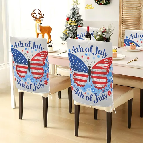 Miniatura 4 de 4th of July Independence Day Red Blue Butterfly Decorative Office Chair Slipcover for Family Gatherings Washable Slip Cover protectores de sillas