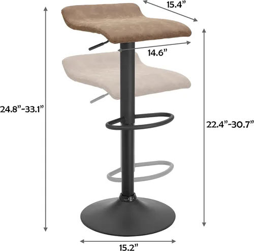 Miniatura 3 de Finnhomy Juego de 2 taburetes de bar ajustables, taburetes de bar giratorios para silla de altura de encimera de cocina, marrón retro