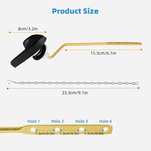 Miniatura 7 de Kit universal de repuesto para manija de inodoro negra, mango de inodoro de montaje lateral/angular, compatible con Kohler Mate negro