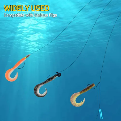 Miniatura 7 de Dr.Fish Señuelos de pesca blandos, cebos de plástico suave de 3 pulgadas, cebos de gusano Swimbaits de cinta, cola de cebo de sábalo para pesca