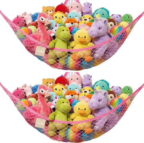 Miniatura 11 de Lazebox Hamaca de red para animales de peluche para juguetes de peluche, hamaca de animales de peluche de esquina para decoración de habitación