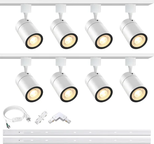 Miniatura 10 de Cabezales de iluminación de riel tipo H regulables blancos (sin rieles de riel), 6 piezas iluminadas 3000 K blanco cálido 20 W 2400 lm