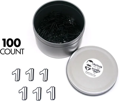 Miniatura 26 de Butler in the Home Elige tu letra favorita del alfabeto de la A a la Z o números del 0 al 9, 100 clips de papel de color negro para iniciales