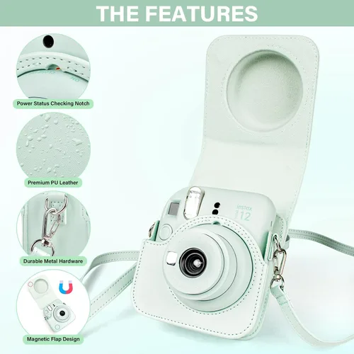 Miniatura 6 de Funda para Cámara Fuji Mini 12 y Álbum de Fotos, Funda Protectora de Cuero Compatible para Cámara Instantánea Instax Mini 12 con Álbum de Fotos