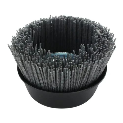 Miniatura 5 de BHA Cepillo de copa de cerdas de nailon de filamento abrasivo de 4", eje de rosca 5/8-11 - Gris (grano 80)