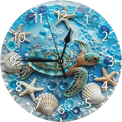Miniatura 23 de Reloj de pared redondo con diseño de mariposa, silencioso, sin tictac, funciona con pilas, relojes de escritorio silenciosos de cuarzo