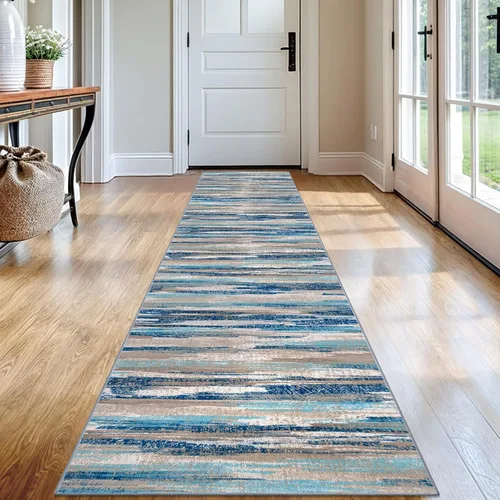 Miniatura 85 de Alfombra de pasillo moderna Lansny 2 x 6 pulgadas, alfombra de cocina lavable verde mostaza multicolor, alfombra antideslizante suave para pasillo