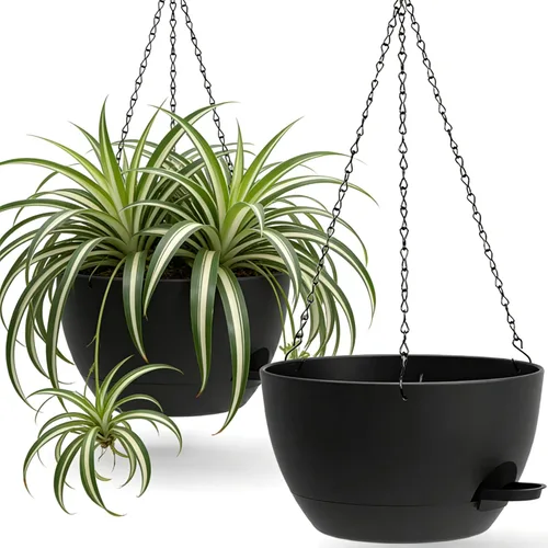 UOUZ Paquete de 2 macetas colgantes grandes de 13 pulgadas con riego automático para plantas de interior y exterior, macetas colgantes con depósito