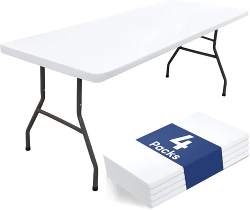 Miniatura 23 de homing Paquete de 4 manteles rectangulares de 4 pies, mantel ajustable de poliéster impermeable, lavable, para picnic, campamento, al aire libre