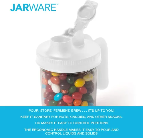 Miniatura 8 de Jarware 82686 - Juego de 2 tapas de boca ancha con boquilla para tarro de masón, color negro