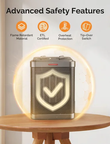 Miniatura 3 de Calentador de espacio para uso en interiores, calentador de cerámica PTC de 1500 W con termostato, calentador de espacio pequeño 2S, calentamiento