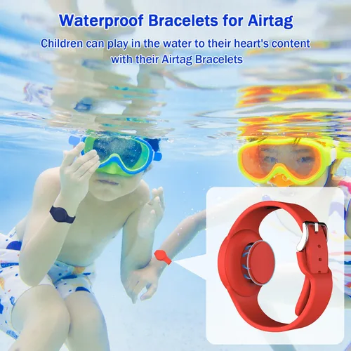 Miniatura 3 de R-fun Resistente al agua para pulseras de Air Tag [Paquete de 2] Compatible con Apple Air Tag Finders con silicona suave, funda protectora Azul