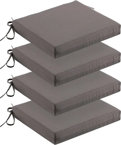 Miniatura 8 de ARTPLAN Juego de 4 cojines para sillas de comedor y exteriores, cojines cuadrados de repuesto con lazos, 18.5 x 16 x 3 pulgadas, Poliéster