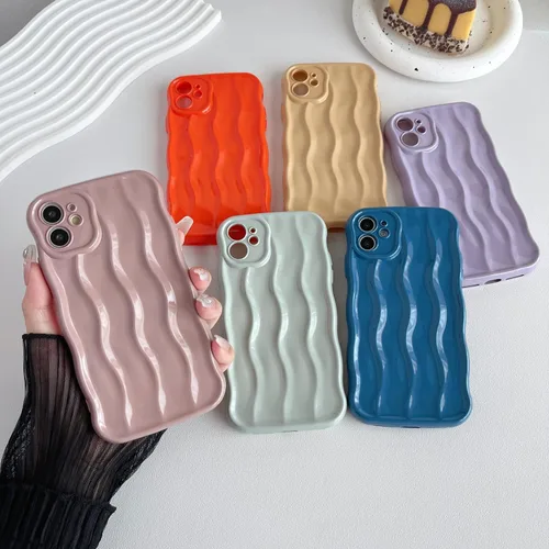 Miniatura 2 de Caseative Funda para iPhone 11, diseño de ondas rizadas, suave, compatible con iPhone (azul, iPhone 11)