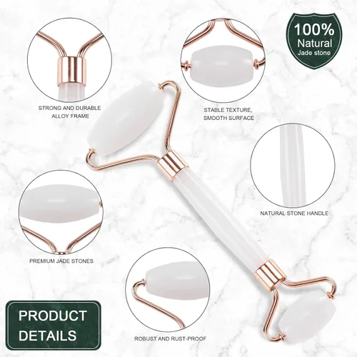 Miniatura 2 de Rodillo de jade para cara, masajeador facial para el cuidado de la piel, herramientas faciales Gua Sha para cara, cuello, ojos, reduce la hinchazón