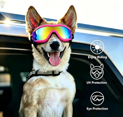 Miniatura 6 de Gafas de sol transparentes para perros NAMSAN y gafas de sol negras para perros de raza mediana a grande, 2 piezas, protección ocular para perros al