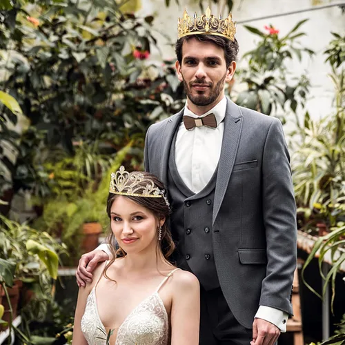 Miniatura 4 de Juego de 4 coronas de graduación King y Queen con fajas, coronas King para hombres, banda de satén brillante con diamantes de imitación, corona